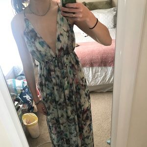 Lavender Brown Silk Maxi Dress
